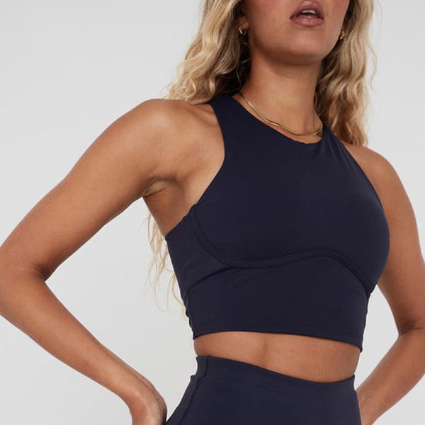 OEM/ODM Wholesale Custom Yoga Wear: High Neck Longline Sports Bra, Full Coverage Cross Back, Crop Tank Top for Brands - 图片 5