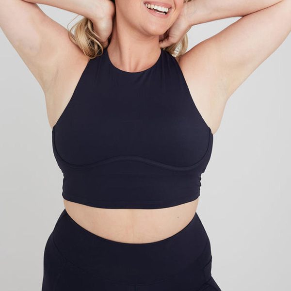 OEM/ODM Wholesale Custom Yoga Wear: High Neck Longline Sports Bra, Full Coverage Cross Back, Crop Tank Top for Brands - 图片 4