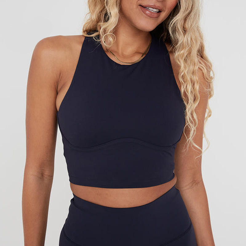 OEM/ODM Wholesale Custom Yoga Wear: High Neck Longline Sports Bra, Full Coverage Cross Back, Crop Tank Top for Brands - 图片 2