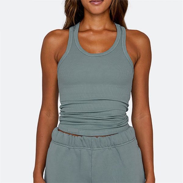 Customizable Design Sports Bras , Sleeveless Ribbed Women's Tank Tops , Custom Fitness Clothing Suppliers - 图片 3