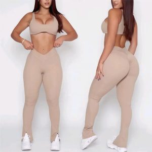 Custom Athletic Apparel | V-Back Sports Bra Butt Lifting Leggings for Women