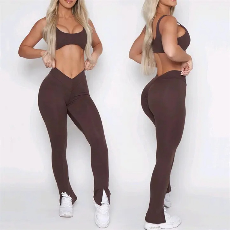 Custom Athletic Apparel | V-Back Sports Bra Butt Lifting Leggings for Women - 图片 3