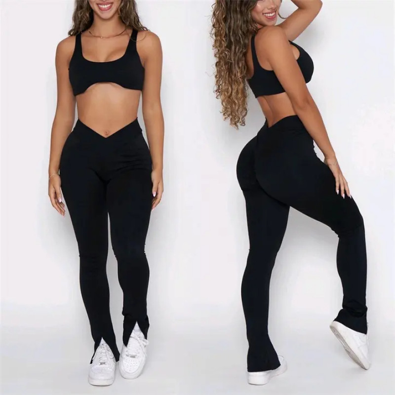 Custom Athletic Apparel | V-Back Sports Bra Butt Lifting Leggings for Women - 图片 2