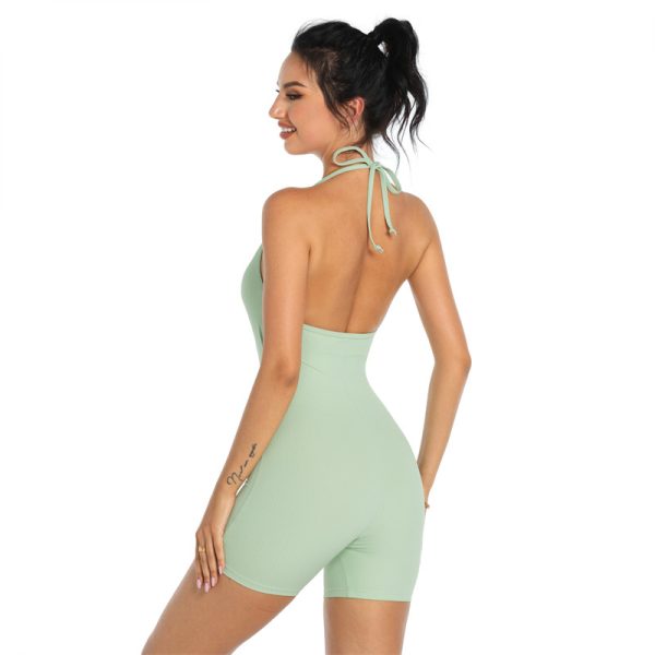 Custom Fitness Apparel Manufacturer | Solid Yoga Shorts Jumpsuit Factory | Custom U-Neck Yoga Wear - 图片 4
