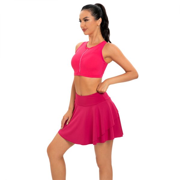 Fitness Apparel Manufacturer | Custom Solid Tennis Skirts With Pocket | Zipper Yoga Bra Factory - 图片 5