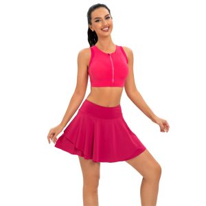 Fitness Apparel Manufacturer | Custom Solid Tennis Skirts With Pocket | Zipper Yoga Bra Factory