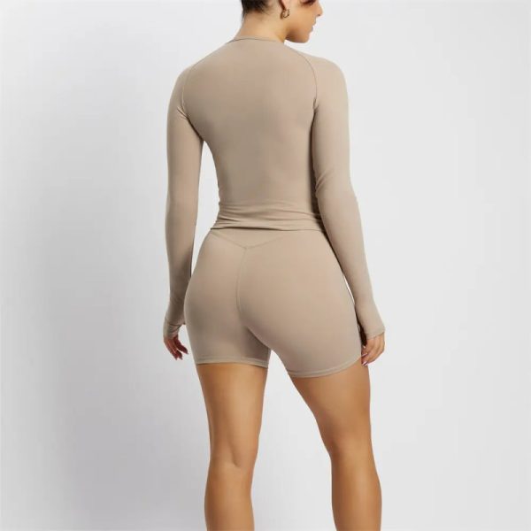 Custom Gym Fitness Set Manufacturer | Biker Shorts Sets Factory | Long Sleeve Crop Top Wear Supplier - 图片 3