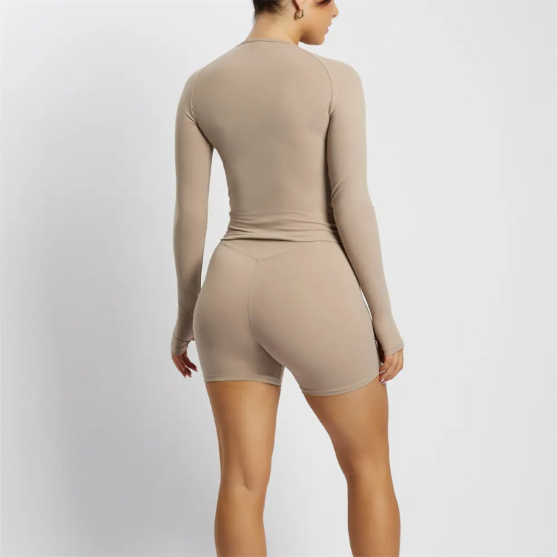Custom Gym Fitness Set Manufacturer | Biker Shorts Sets Factory | Long Sleeve Crop Top Wear Supplier - 图片 3