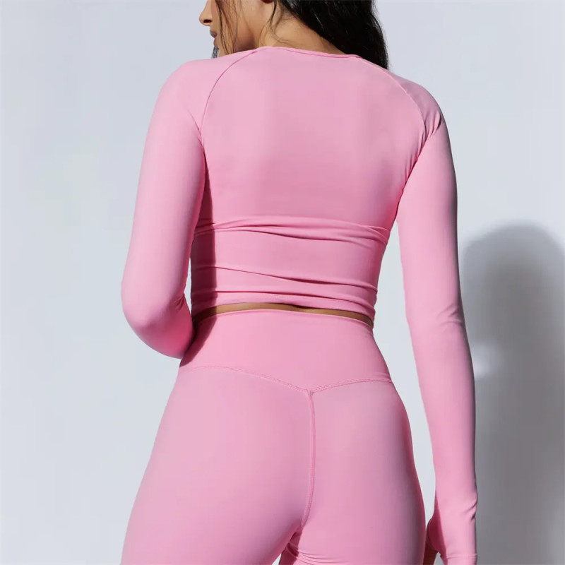 Custom Gym Fitness Set Manufacturer | Biker Shorts Sets Factory | Long Sleeve Crop Top Wear Supplier - 图片 5