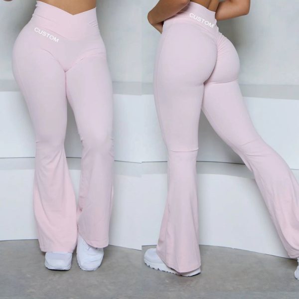 Casual Yoga Pants Factory | V Cut Cross Flared Yoga Pants Manufacturer | Women Butt Lifting Leggings Factory - 图片 2