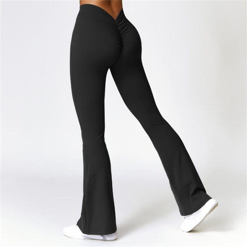 V Back Scrunch Butt Flared Leggings Manufacturer | High Waisted BootyYoga Pants factory - 图片 2
