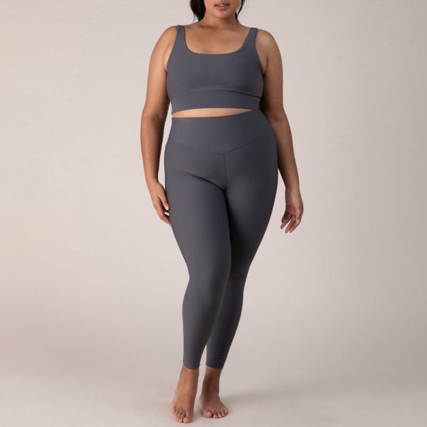 Ribbed High Waisted Plus Size Leggings Manufacturer | Custom 7/8 Length Nylon Workouts Yoga Pants factory - 图片 5