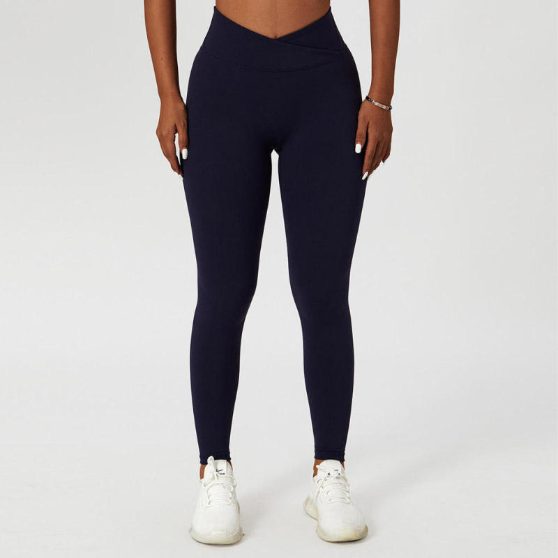 V Cross Waist Crossover Yoga Leggings Manufacturer | Custom Activewear Sports Buttery Soft Tummy Control Leggings Yoga Pants factory - 图片 5
