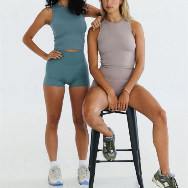 tank top shirts and bike shorts set Manufacturer | gym fitness set sportswear 2 piece workout sets Factory Supplier - 图片 4