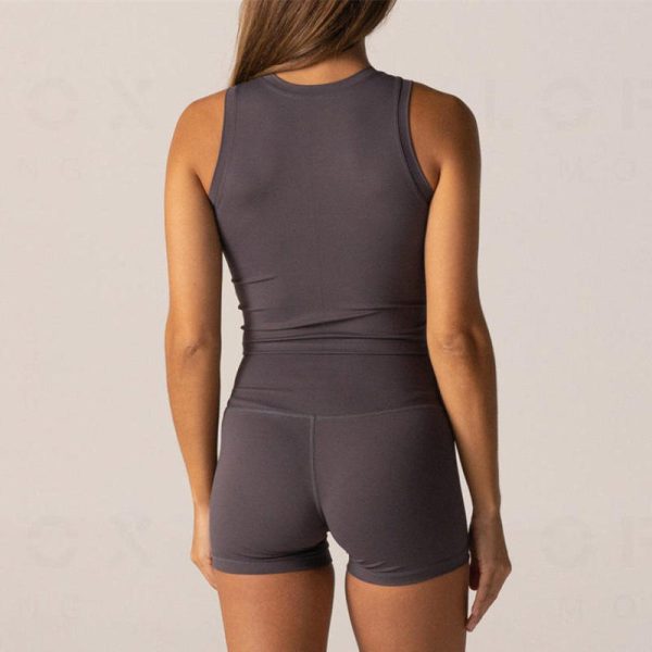 tank top shirts and bike shorts set Manufacturer | gym fitness set sportswear 2 piece workout sets Factory Supplier - 图片 3