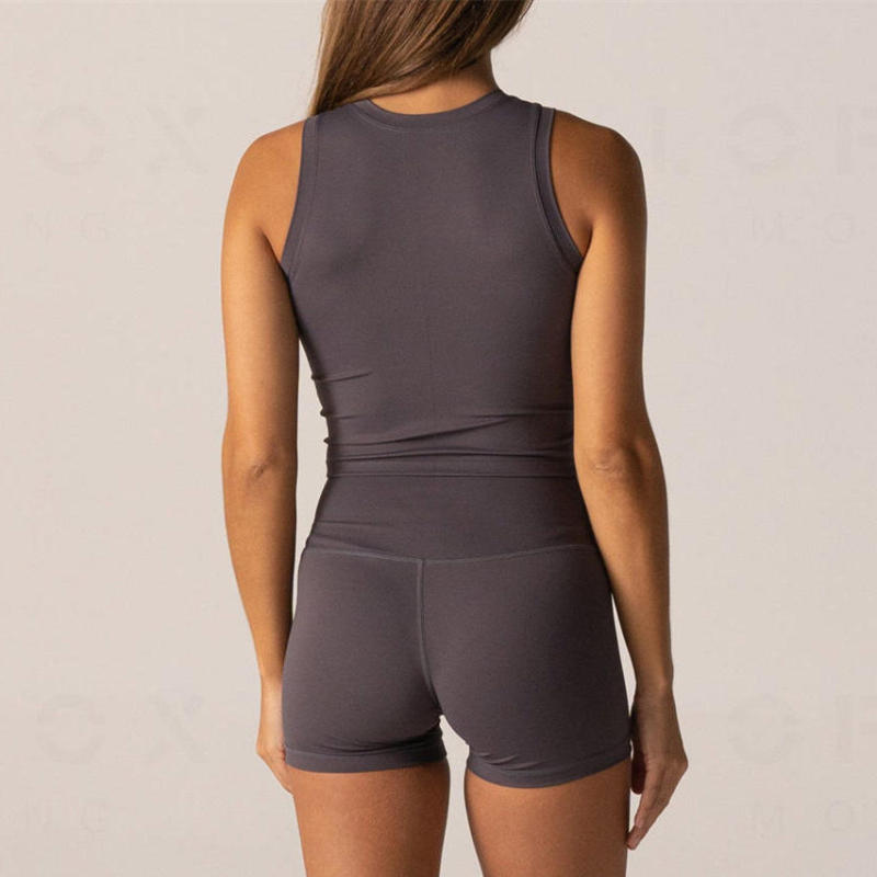 tank top shirts and bike shorts set Manufacturer | gym fitness set sportswear 2 piece workout sets Factory Supplier - 图片 3