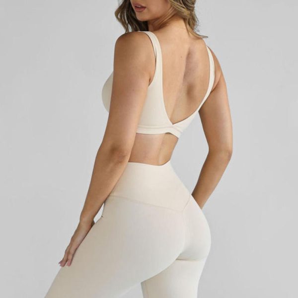 V Neck Sports Bra Activewear Set Manufacturer | 2 Piece Fitness Wear Yoga Flared Leggings Set women Factory Supplier - 图片 2