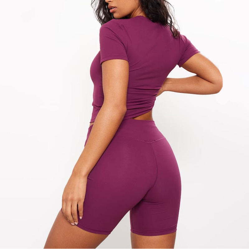 Gym Top and High Waist Gym Shorts Manufacturer | 2 Piece Custom Ropa Yoga Shorts Set women Factory Supplier - 图片 2
