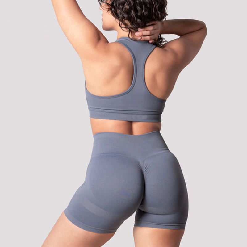 Racerback Sports Bra Exercise Shorts Set Manufacturer | 2 Piece Racerback Sports Bra Exercise Shorts Set Factory - 图片 3