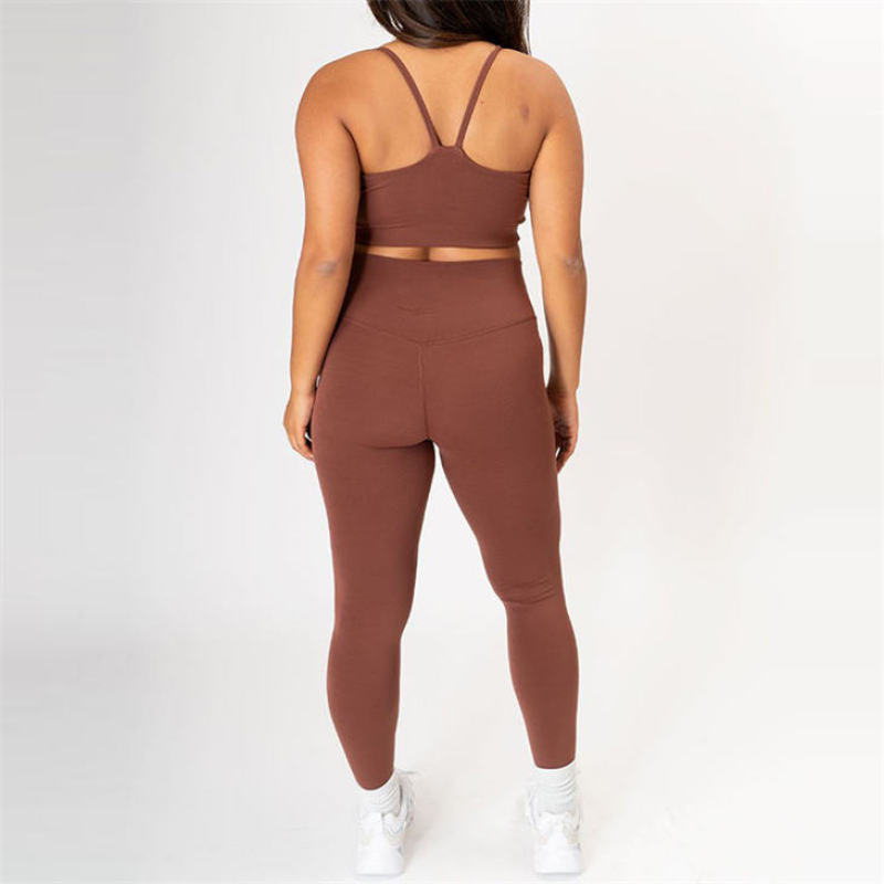 Strappy Sports Bra High Waist Legging Manufacturer | 2 Pieces Activewear Sets Custom Sports Sets Manufacturer - 图片 5