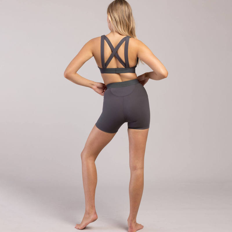 High-Waisted Biker Shorts Set Manufacturer | Custom Women'S V Neck Cross Back Sports Bra Sets Factory - 图片 2