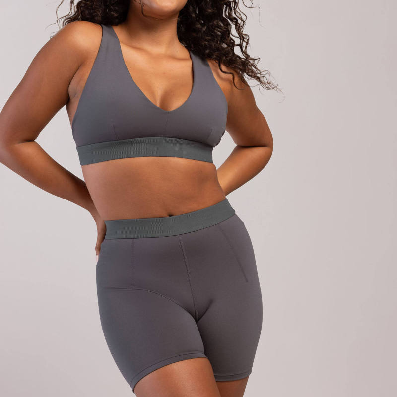 High-Waisted Biker Shorts Set Manufacturer | Custom Women'S V Neck Cross Back Sports Bra Sets Factory