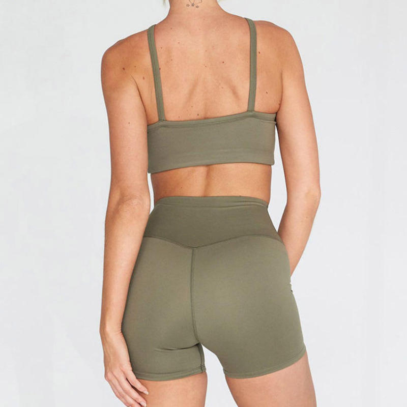 S-5XL 2 Piece Yoga Set Manufacturer | Custom Active Wear Solid Color Sports Bra Factory - 图片 5