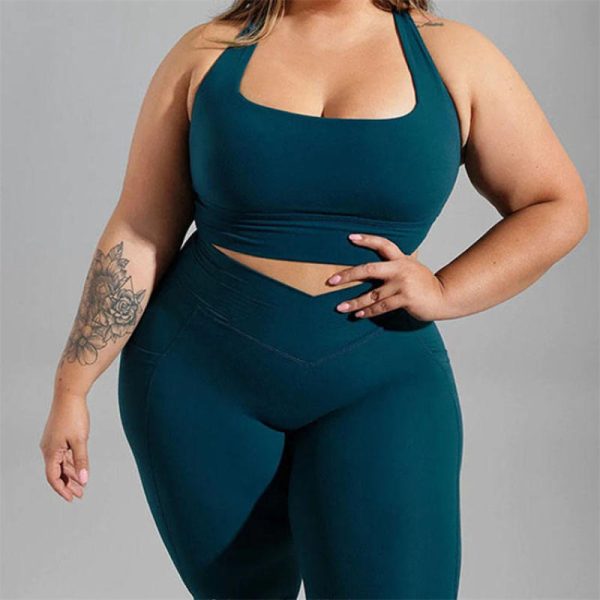 Plus Size Workout Clothing Sets Manufacturer | Breathable Yoga Wear 5Xl 2 Pieces Bra V Shape Legging Set Factory - 图片 5