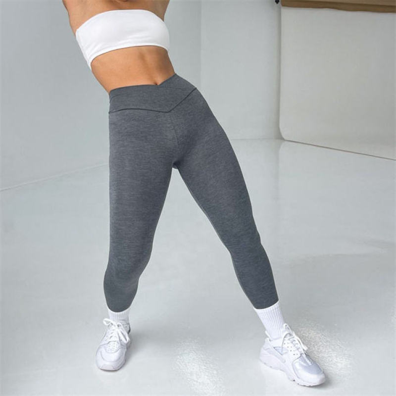 Slim Body Shaper Solid Scrunch Butt Yoga Pants Manufacturer | breathable Crossover Waist Push Up Scrunch Butt Yoga Pants Leggings factory - 图片 4