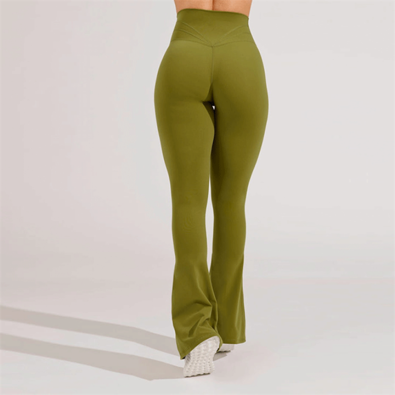 Tummy Control Workout Flare Leggings Manufacturer | Fashion 4 Way Stretch High Waisted Lounge Plus Size Leggings factory - 图片 2