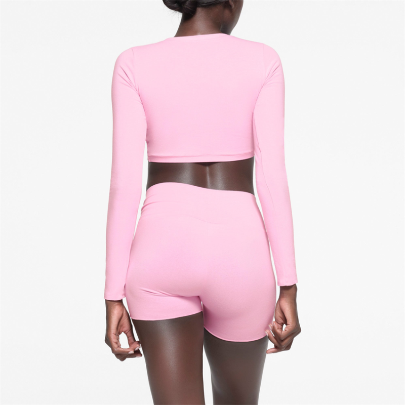 long sleeve yoga set Manufacturer | Custom front twist cropped tops 2 piece sports wear Supplier - 图片 4