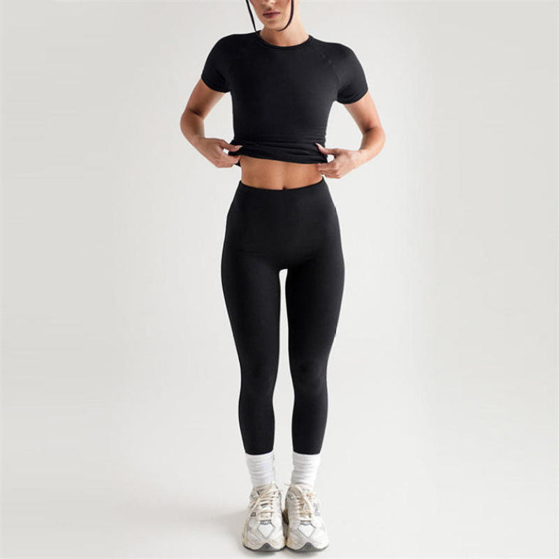 Summer Crew Neck Crop Top Sets Manufacturer | Custom Summer Workout Sets Supplier - 图片 5