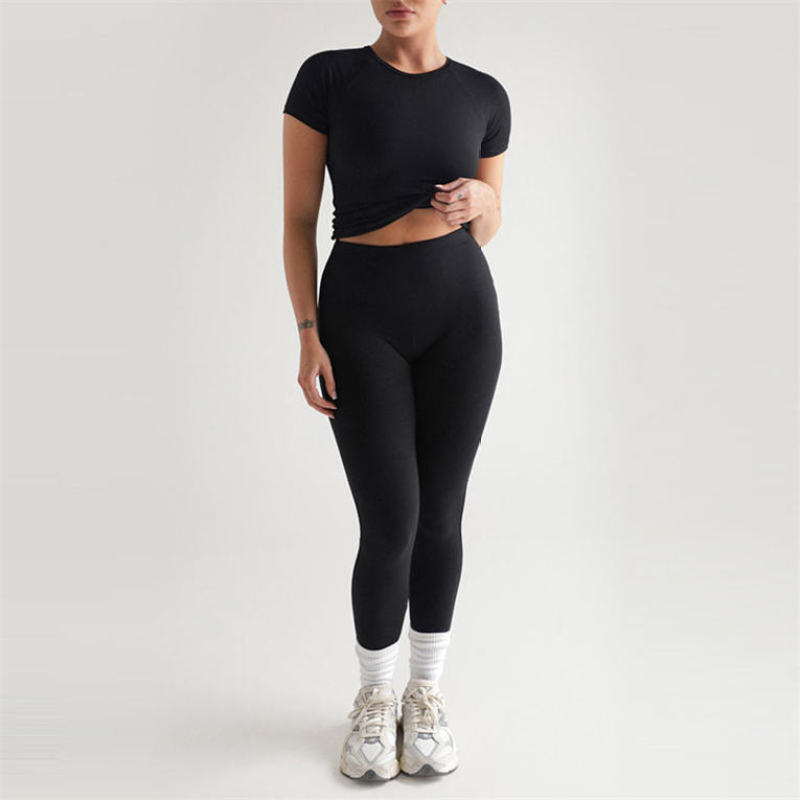Summer Crew Neck Crop Top Sets Manufacturer | Custom Summer Workout Sets Supplier - 图片 2