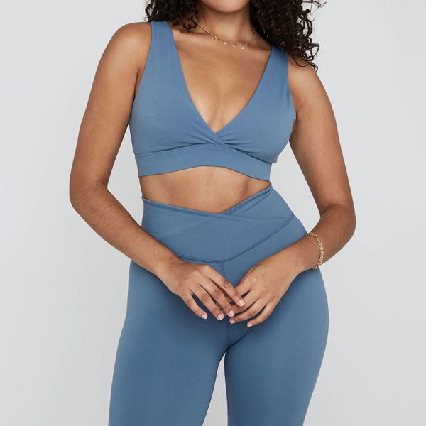 V Neck plus size Sports Bra Manufacturer | Strappy Women Gym Open Back Sports Bras supplier - 图片 5