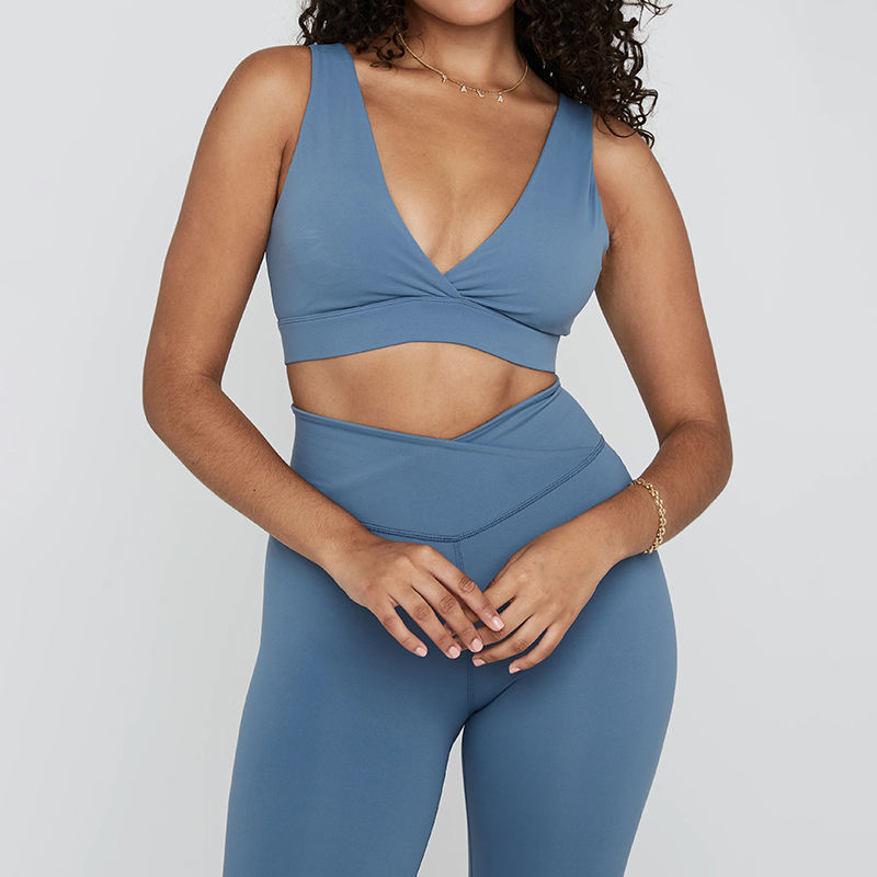 V Neck plus size Sports Bra Manufacturer | Strappy Women Gym Open Back Sports Bras supplier - 图片 5