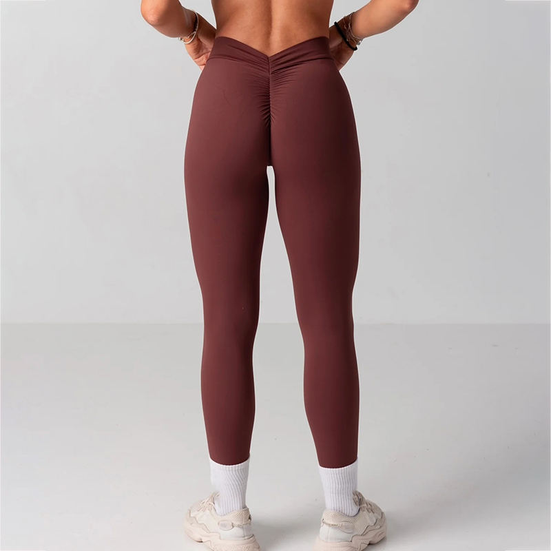 Custom V Booty Gym Scrunch Butt Leggings Manufacturer | High Elastic Solid Soft leggings suppliers - 图片 4