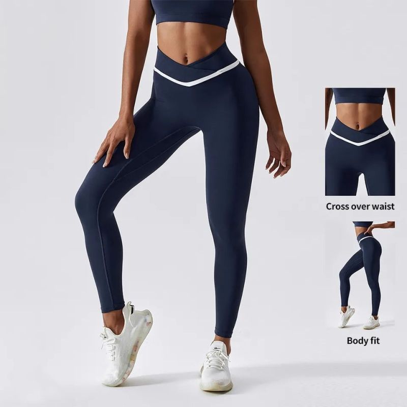 Custom Color Contrast V-Shaped Leggings Manufacturer | High Waisted Compression Leggings suppliers - 图片 5