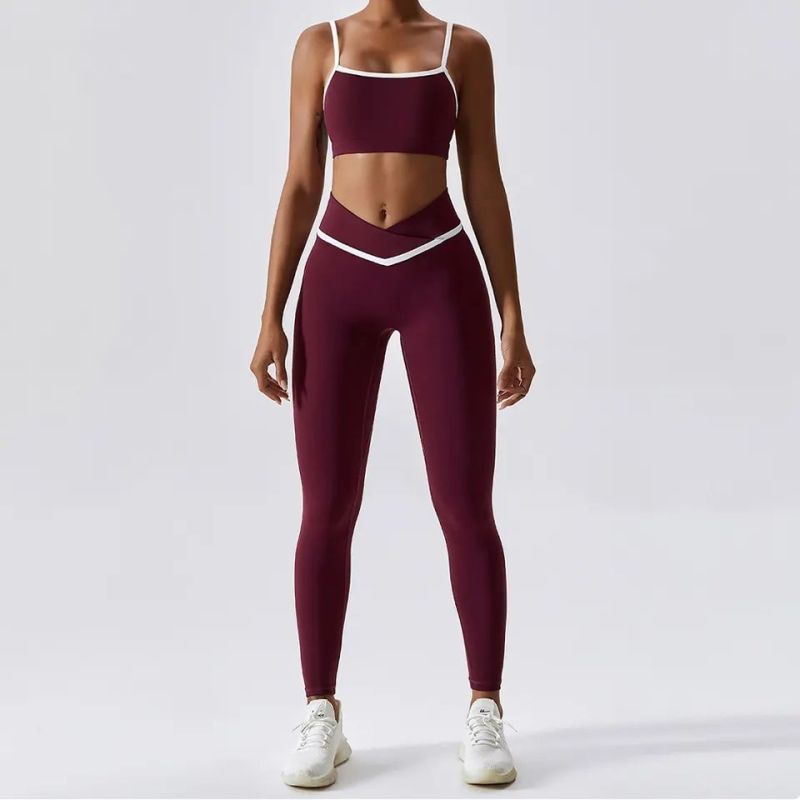 Custom Color Contrast V-Shaped Leggings Manufacturer | High Waisted Compression Leggings suppliers - 图片 2