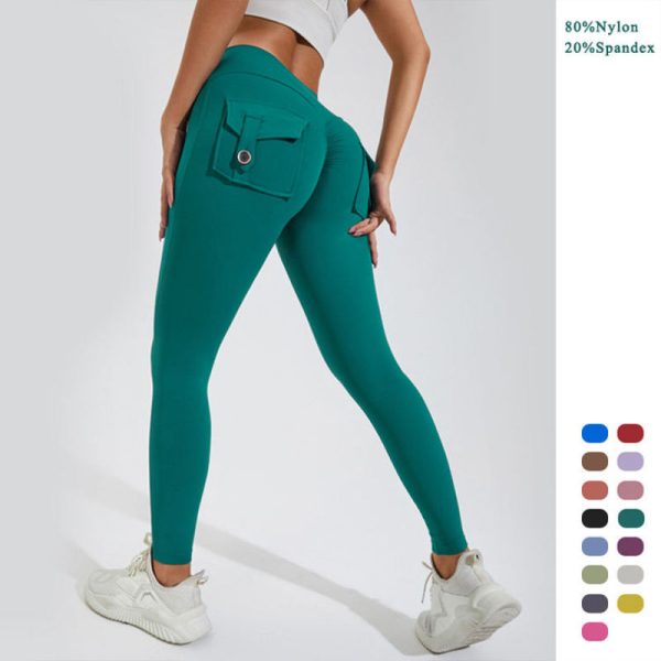 Custom Compression Tummy Control Leggings with pockets Manufacturer | Gym Leggings suppliers - 图片 2