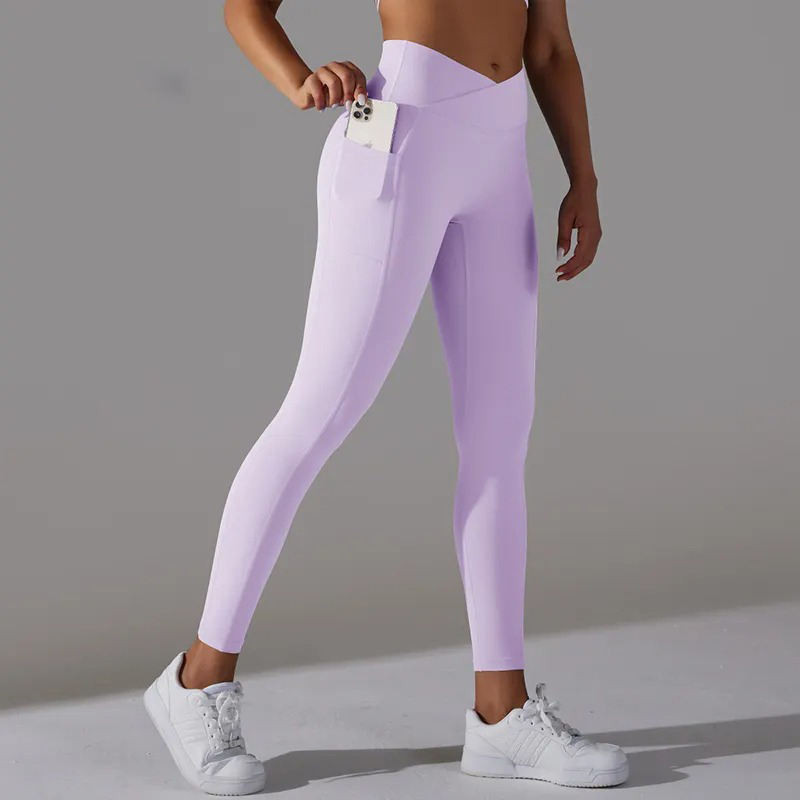 Custom High Waist Sports Leggings with pockets Manufacturer | Hip Lifting Fitness Pants suppliers - 图片 3