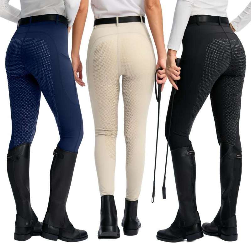 Custom Equestrian Breeches Leggings Manufacturer | Silicon Breathable Elastic Horse Riding Pants - 图片 3