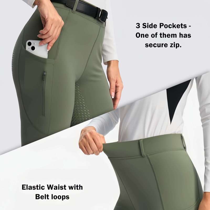 Custom Equestrian Breeches Leggings Manufacturer | Silicon Breathable Elastic Horse Riding Pants - 图片 4