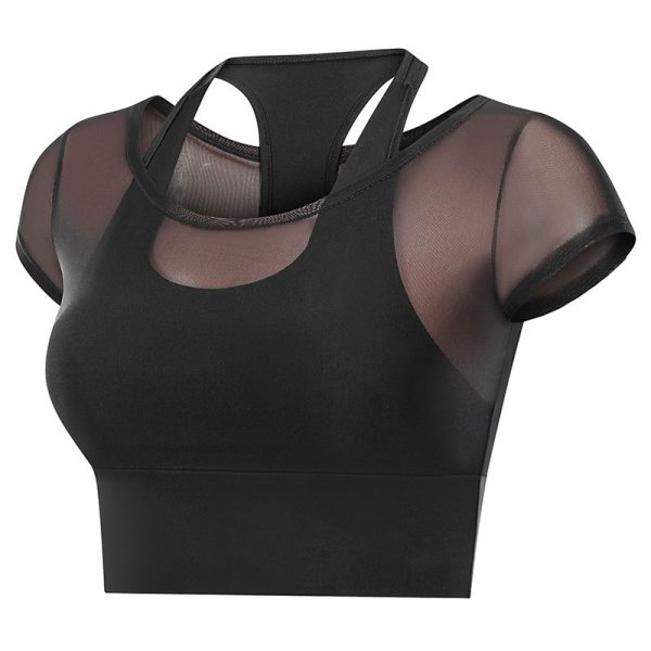 Short-Sleeved Shirts Mesh Sports Bra Manufacturer | Running Breathable Yoga Sports Bras supplier - 图片 3