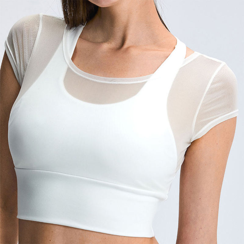 Short-Sleeved Shirts Mesh Sports Bra Manufacturer | Running Breathable Yoga Sports Bras supplier - 图片 2