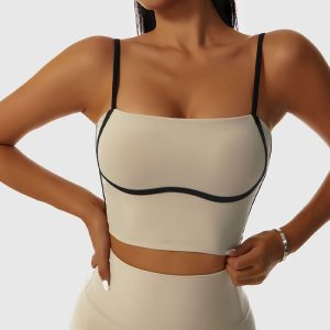 Shockproof Backless Yoga Bra Manufacturer | Longline Contrast Color Sports Bras supplier