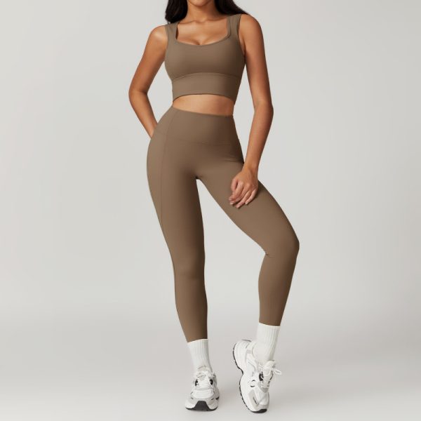 Custom U Neck Crop Tank Top Sets Manufacturer | Custom Leggings Pants Lounge Yoga Sets suppliers - 图片 2