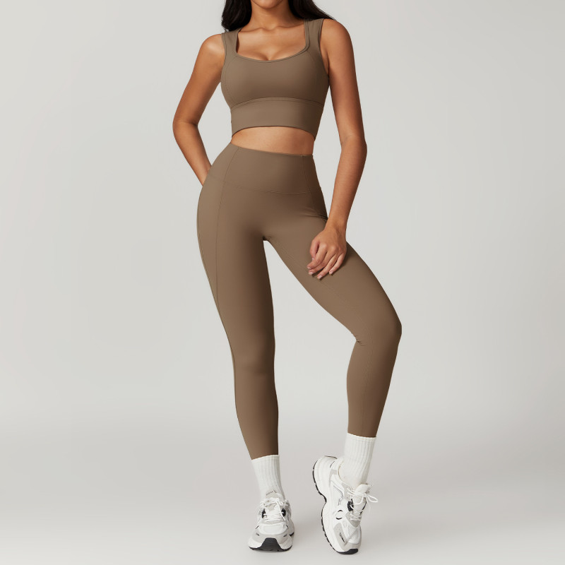 Custom U Neck Crop Tank Top Sets Manufacturer | Custom Leggings Pants Lounge Yoga Sets suppliers - 图片 2