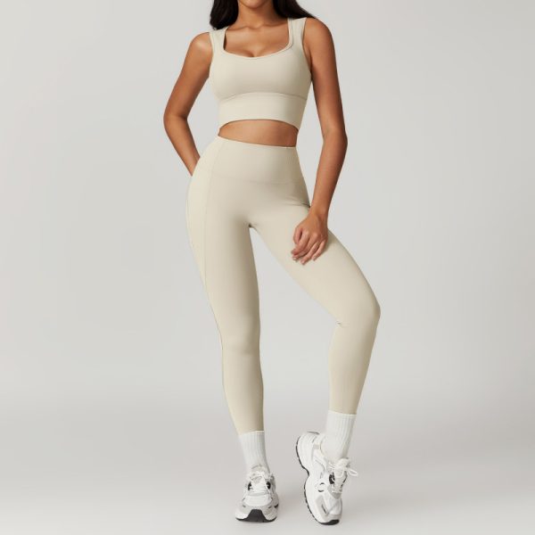 Custom U Neck Crop Tank Top Sets Manufacturer | Custom Leggings Pants Lounge Yoga Sets suppliers - 图片 3