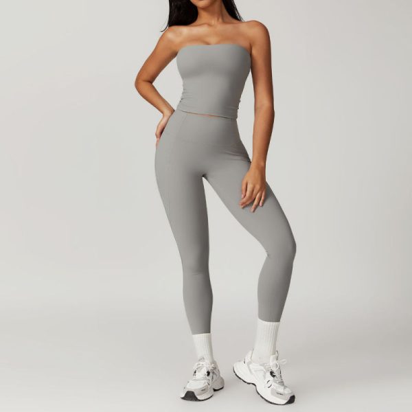 Custom U Neck Crop Tank Top Sets Manufacturer | Custom Leggings Pants Lounge Yoga Sets suppliers - 图片 4