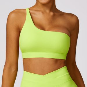 Slanted one Shoulder Yoga Sports Bra Manufacturer | Crop Running Top Sports Bra For Women supplier